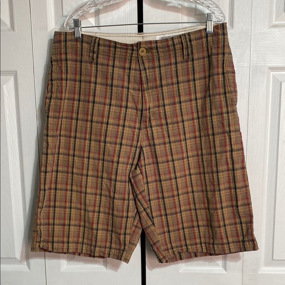 Ruff hewn plaid brown & tan cotton mens shorts size 36